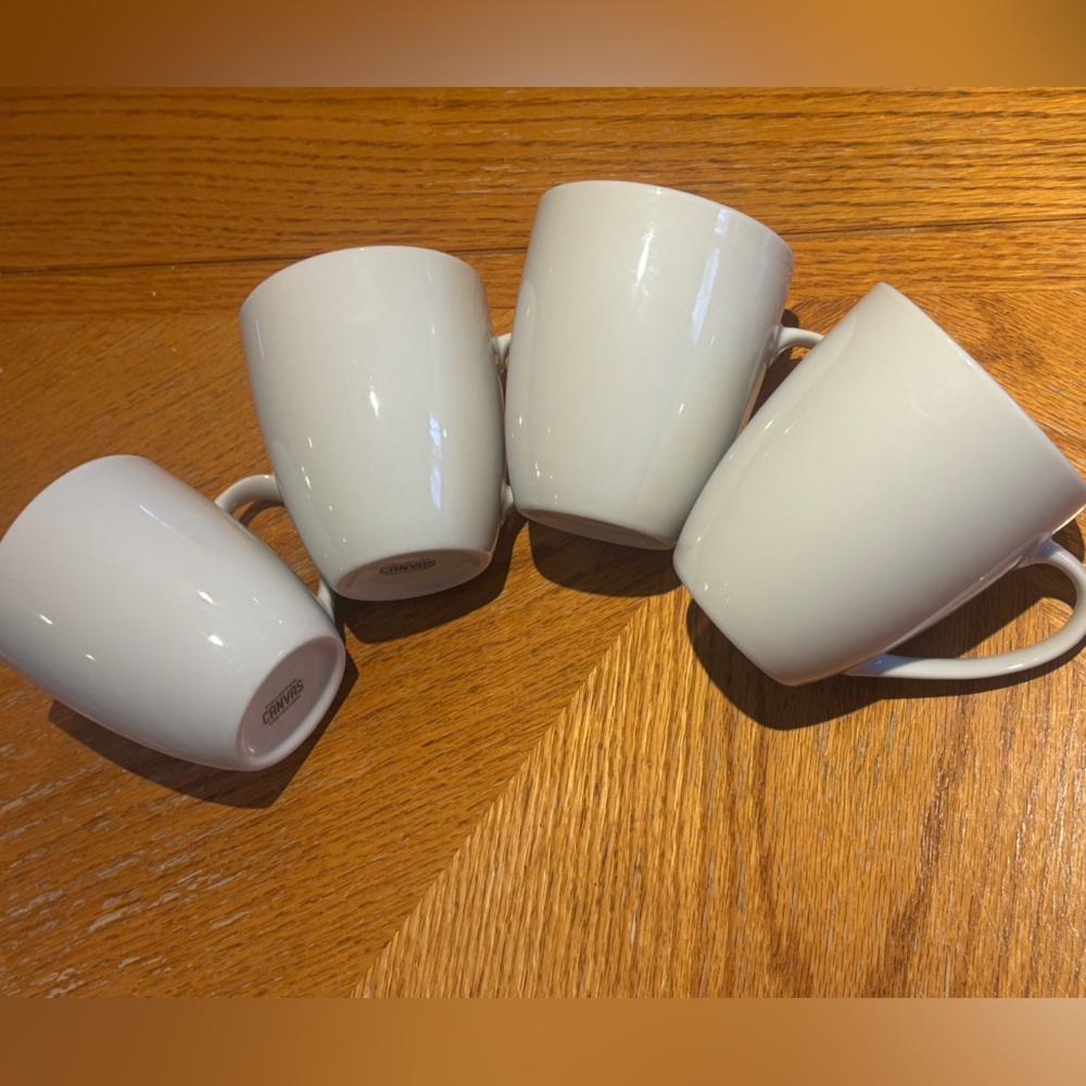 White Canvas Collection Ceramic Mug Set of Four Minimalist Style Coffee Mugs - Picture 8 of 8